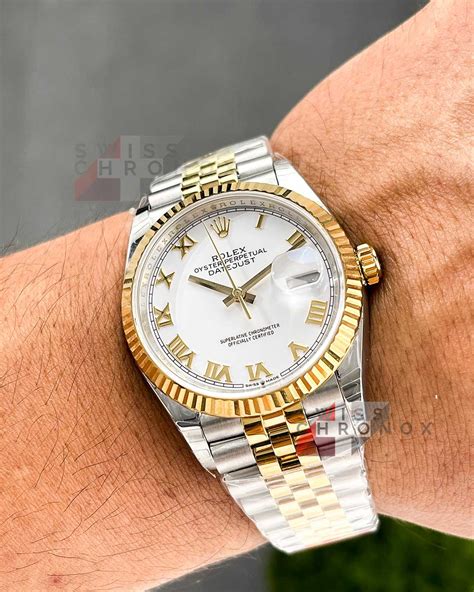 rolex datejust 36 two-tone|Rolex Datejust 36mm white dial.